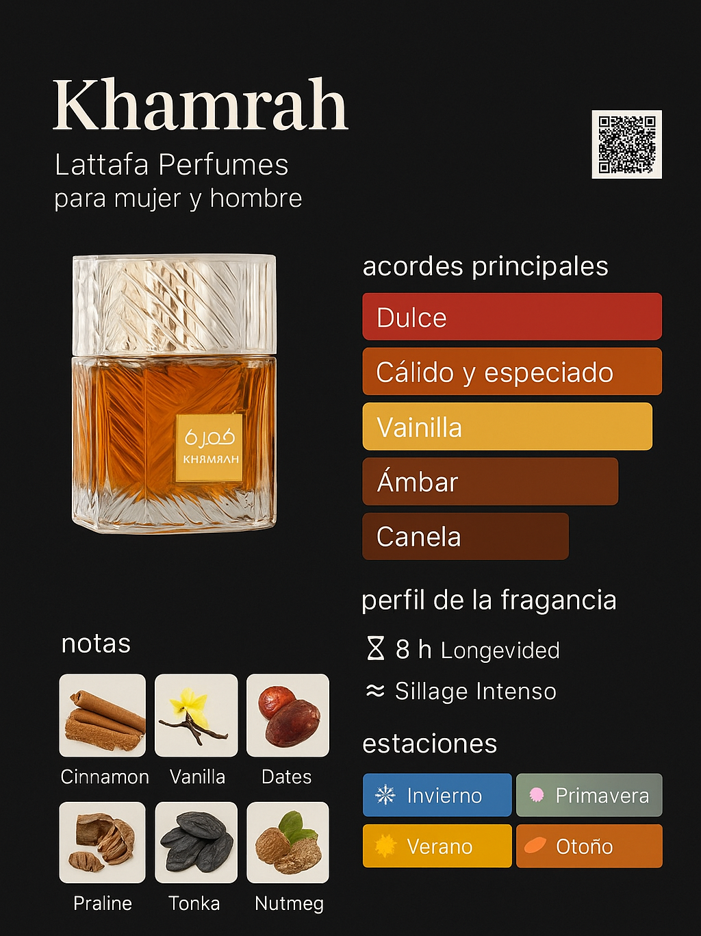 Lattafa Khamrah Original – Perfume Árabe de Lujo Unisex